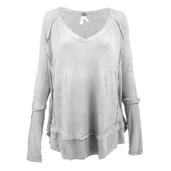 We The Free Tops - Free People We the Free gray Laguna Thermal Top